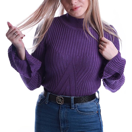 Sweter damski casual z okrągłym dekoltem z wełny 