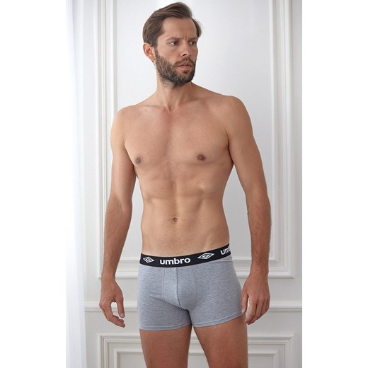 Umbro 2-pack bawełniane bokserki męskie czarno-szare 0197, Kolor czarno-szary, Rozmiar M, Umbro ze sklepu Intymna w kategorii Majtki męskie - zdjęcie 150665822