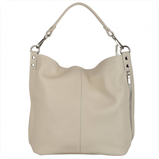 Torebka skórzana na ramię xl jasny beż ze sklepu melon.pl w kategorii Torby Shopper bag - zdjęcie 150689900