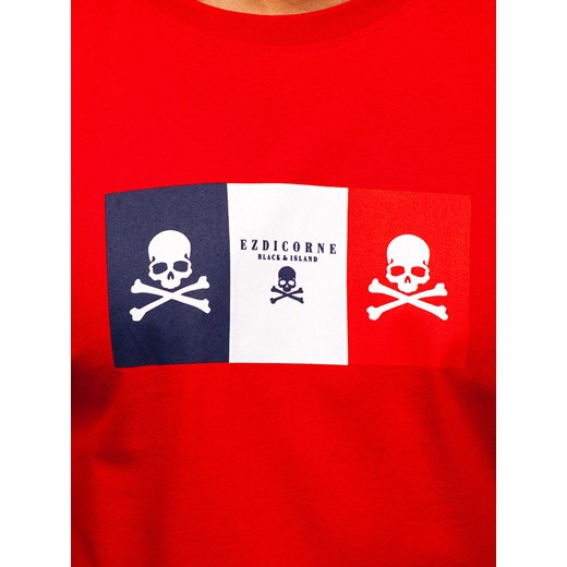 Czerwony bawełniany t-shirt męski z nadrukiem Denley 14784 XL Denley