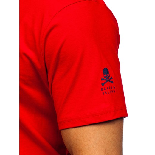 Czerwony bawełniany t-shirt męski z nadrukiem Denley 14784 M Denley