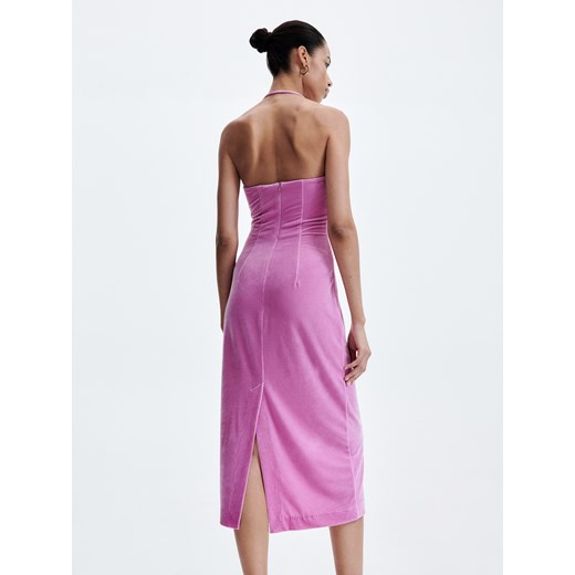 Reserved - Sukienka midi z gorsetem - Różowy Reserved S Reserved