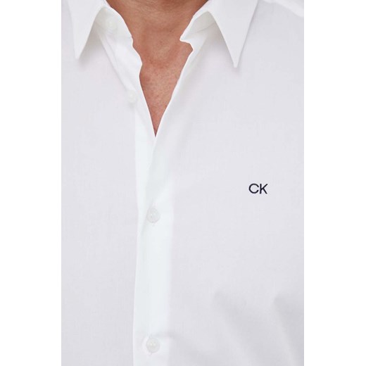 Calvin Klein koszula męska kolor biały regular z kołnierzykiem klasycznym Calvin Klein L ANSWEAR.com