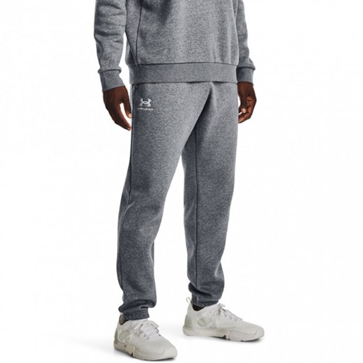 Męskie spodnie dresowe Under Armour UA Essential Fleece Jogger - szare ze sklepu Sportstylestory.com w kategorii Spodnie męskie - zdjęcie 150749594