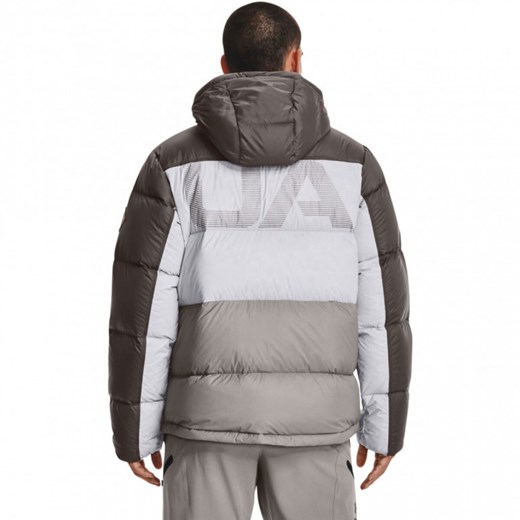 Męska kurtka z puchem naturalnym Under Armour CGI Down Blocked Jkt - brązowa ze sklepu Sportstylestory.com w kategorii Kurtki męskie - zdjęcie 150756861