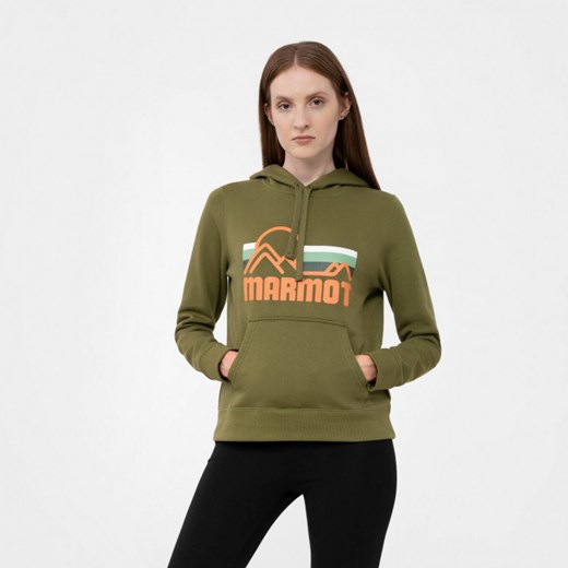Zielona bluza damska Marmot młodzieżowa z napisami krótka 