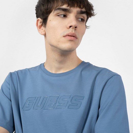 Męski t-shirt z nadrukiem GUESS ALGERNON SS - niebieski Guess M Sportstylestory.com