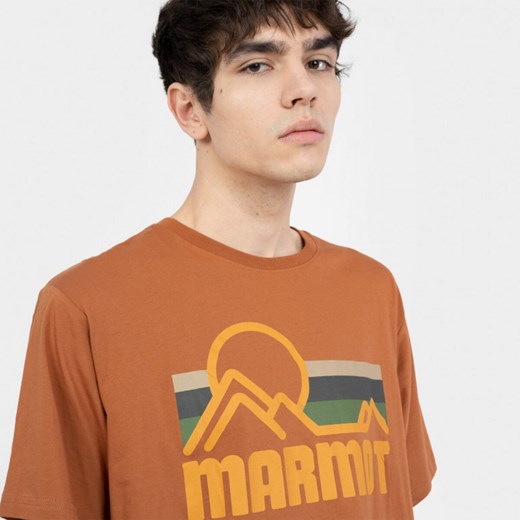 T-shirt męski Marmot pomarańczowa młodzieżowy z krótkim rękawem 