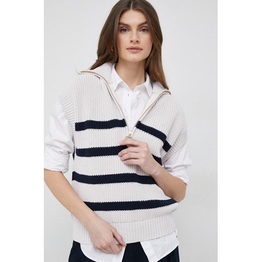 Tommy Hilfiger sweter bawełniany kolor beżowy ciepły z golfem Tommy Hilfiger S ANSWEAR.com