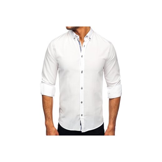 Biała koszula męska z długim rękawem Bolf 20717 2XL Denley