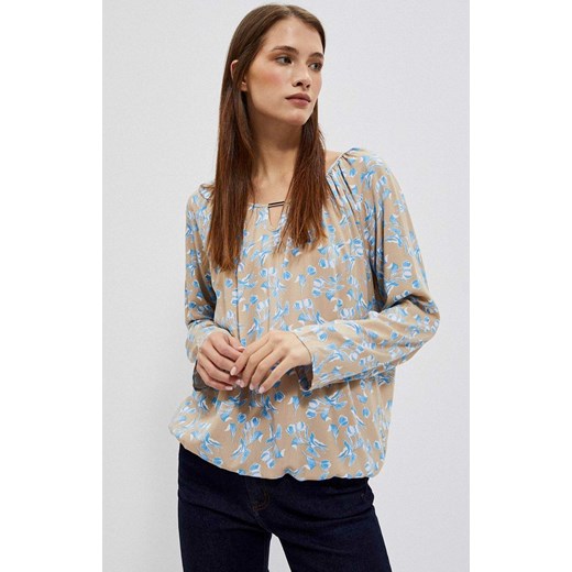 Luźna bluzka damska w kolorze beżowym z nadrukiem 4018, Kolor beżowy, Rozmiar S, Moodo ze sklepu Primodo w kategorii Bluzki damskie - zdjęcie 150787521