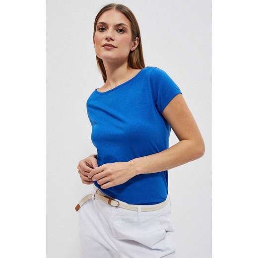 Bawełniany gładki t-shirt w kolorze niebieskim, Kolor niebieski, Rozmiar XS, L Primodo