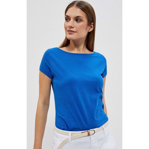 Bawełniany gładki t-shirt w kolorze niebieskim, Kolor niebieski, Rozmiar XS, XS Primodo