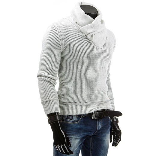 Sweter (wx0563) - Biały dstreet bialy abstrakcyjne wzory