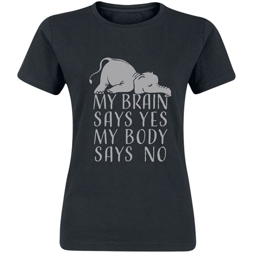 Tierisch - My brain says yes, my body says no - T-Shirt - czarny S, M, L, XL, XXL EMP