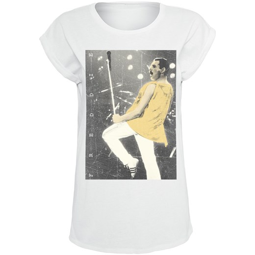 Queen - Freddie - Stage Photo II - T-Shirt - biały S, M, L, XL, XXL EMP