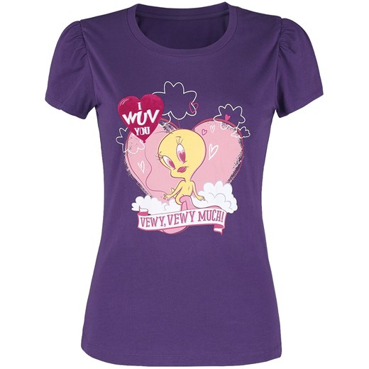 Looney Tunes - Love - T-Shirt - ciemna purpura S, M, L, XL, XXL EMP