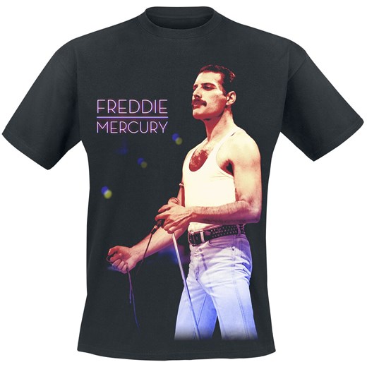 Queen - Freddie Mercury - Mic Photo - T-Shirt - czarny M, L, XL EMP
