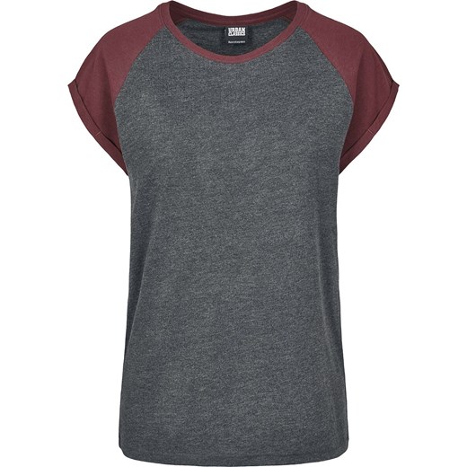Urban Classics - Ladies Contrast Raglan Tee - T-Shirt - szery czerwony (wine XS, S, M, L, XL, 3XL, 4XL, 5XL EMP