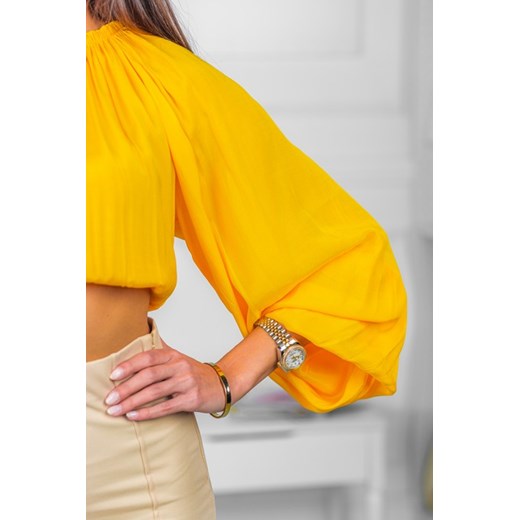 Bluzka damska IVET żółta z długim rękawem młodzieżowa z dekoltem typu hiszpanka 