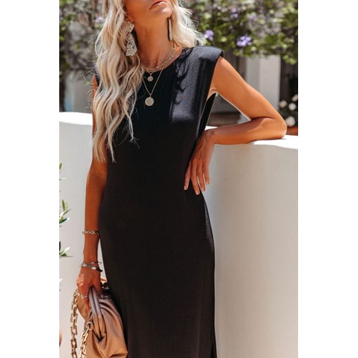 Sukienka IVET czarna z krótkim rękawem elegancka 