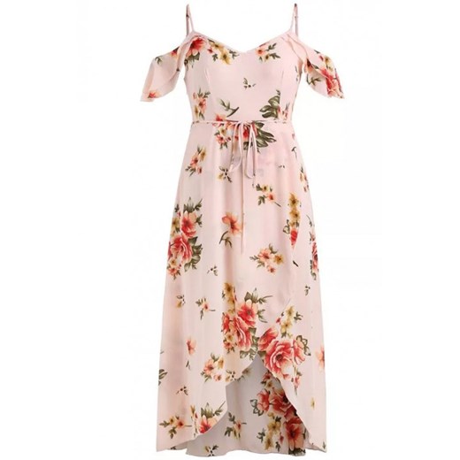 Wielokolorowa sukienka IVET z krótkim rękawem maxi wiosenna 