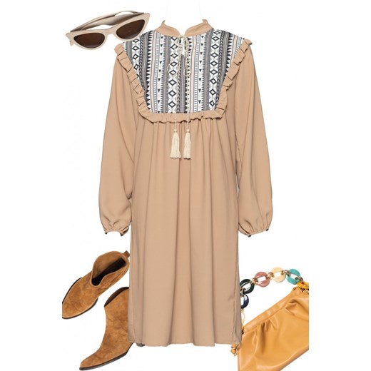 Sukienka NAVERA BEIGE uniwersalny wyprzedaż Ivet Shop