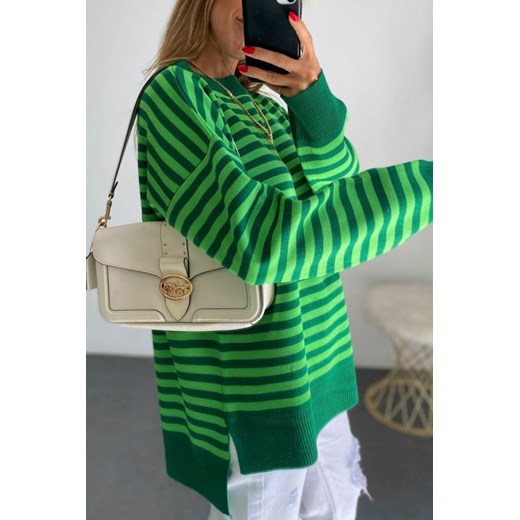 Sweter damski IVET zielony w paski