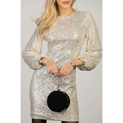 Sukienka IVET elegancka w cekiny z okrągłym dekoltem 