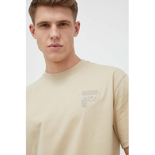 Fila t-shirt bawełniany kolor beżowy z nadrukiem ze sklepu ANSWEAR.com w kategorii T-shirty męskie - zdjęcie 150829162