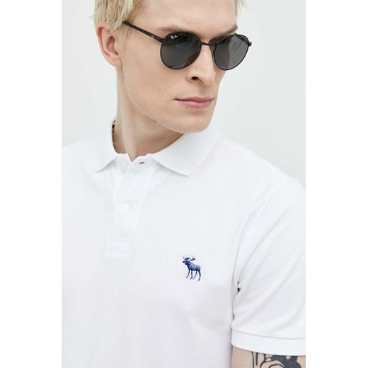 Abercrombie & Fitch polo męski kolor biały gładki Abercrombie & Fitch S ANSWEAR.com
