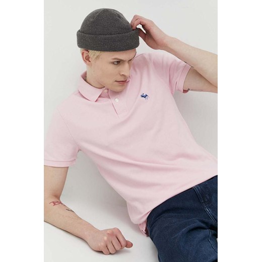 Abercrombie & Fitch polo męski kolor różowy gładki Abercrombie & Fitch XL ANSWEAR.com