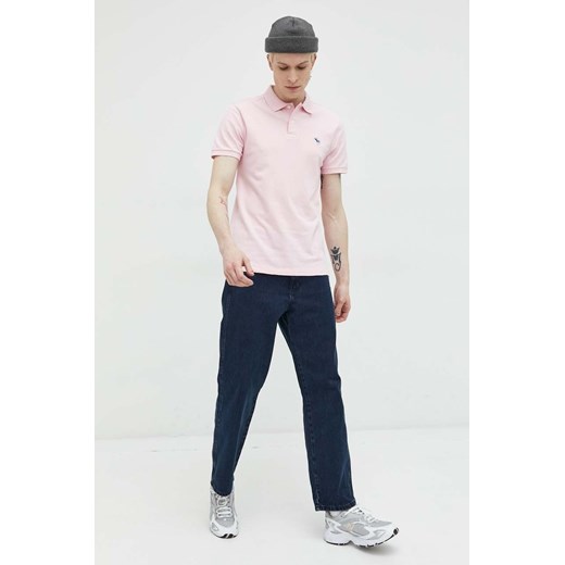 Abercrombie & Fitch polo męski kolor różowy gładki Abercrombie & Fitch XXL ANSWEAR.com