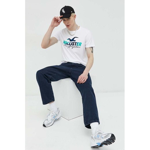 Hollister Co. t-shirt bawełniany kolor biały z nadrukiem Hollister Co. M ANSWEAR.com