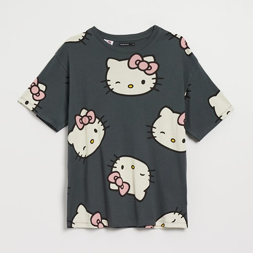 Luźna koszulka z nadrukiem Hello Kitty szara - Szary House L House
