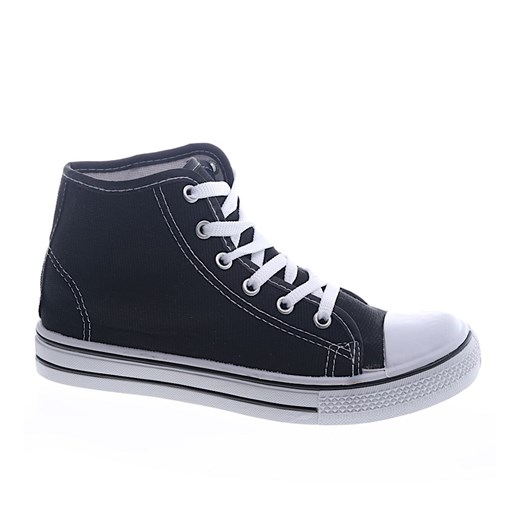 Klasyczne czarne trampki z wysoką cholewką /F6-1 13272 S172 +h2/ ze sklepu Pantofelek24.pl w kategorii Trampki damskie - zdjęcie 150859031