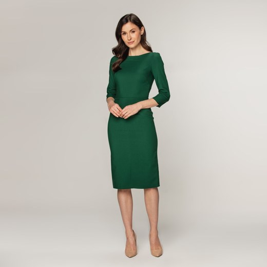 Elegancka zielona dopasowana sukienka Willsoor 44 Willsoor promocyjna cena