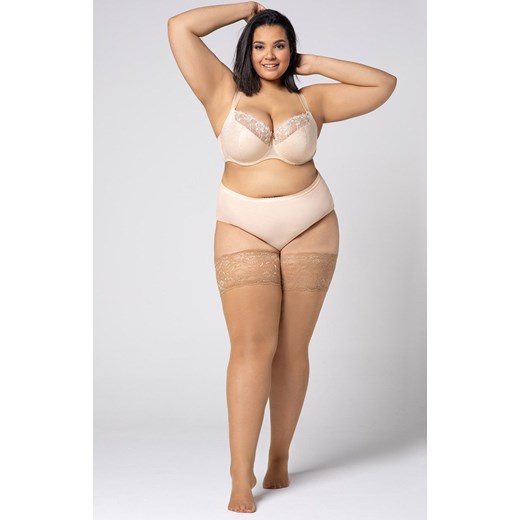 Pończochy samonośne plus size cieliste Divine 30 DEN, Kolor cielisty (alabaster), Rozmiar 5/6, Mona Queen Size ze sklepu Intymna w kategorii Pończochy - zdjęcie 150876131