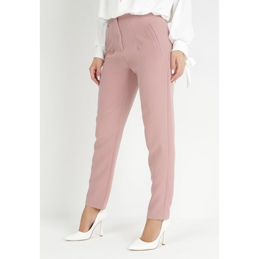 Różowe Spodnie Cygaretki z Imitacją Kieszeni Anilnig ze sklepu Born2be Odzież w kategorii Spodnie damskie - zdjęcie 150881292