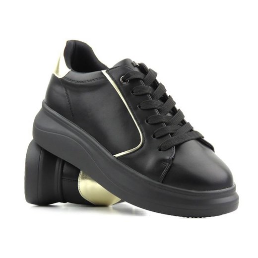 Czarne sneakersy damskie na platformie - INBLU IN001294 ze sklepu ulubioneobuwie w kategorii Buty sportowe damskie - zdjęcie 150883413