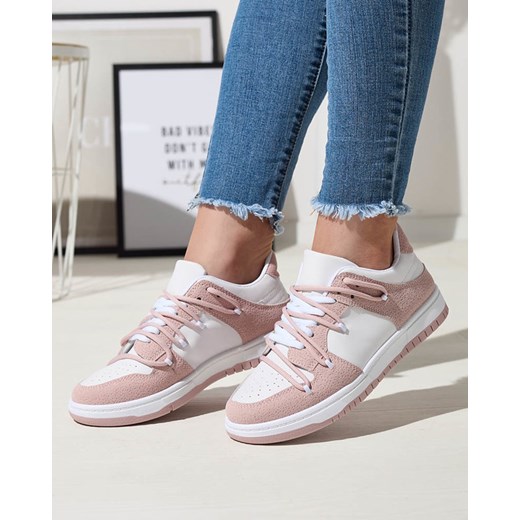 Sportowe sneakersy damskie w biało- różowym kolorze kolorze Riloxi - Obuwie Royalfashion.pl 39 royalfashion.pl