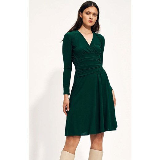 Sukienka damska z kopertowym dekoltem w kolorze zielonym, Kolor zielony, Rozmiar 38, Nife ze sklepu Primodo w kategorii Sukienki - zdjęcie 150892191