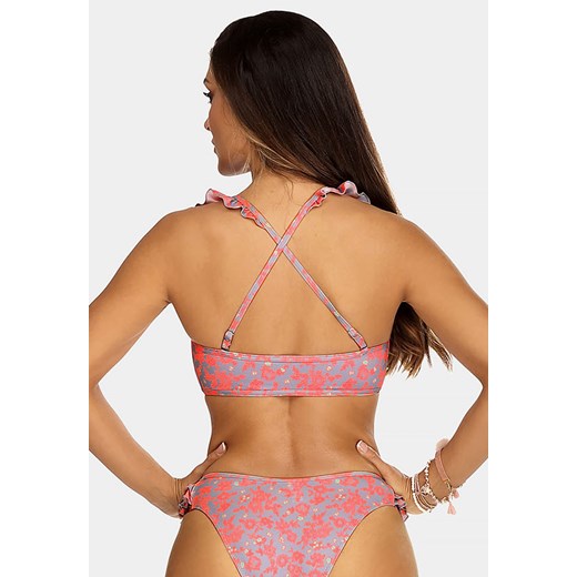 Sznurowana góra bikini z falbanką kwiaty FG188/829 Feba XS (34) okazja Feba