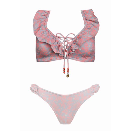 Sznurowana góra bikini z falbanką kwiaty FG188/829 Feba M (38) Feba okazja