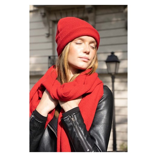 Kaszmirowa czapka w kolorze czerwonym Maison Héritage Paris onesize Limango Polska wyprzedaż