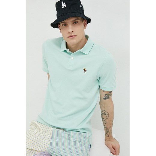 Abercrombie & Fitch polo męski kolor zielony z aplikacją Abercrombie & Fitch S ANSWEAR.com