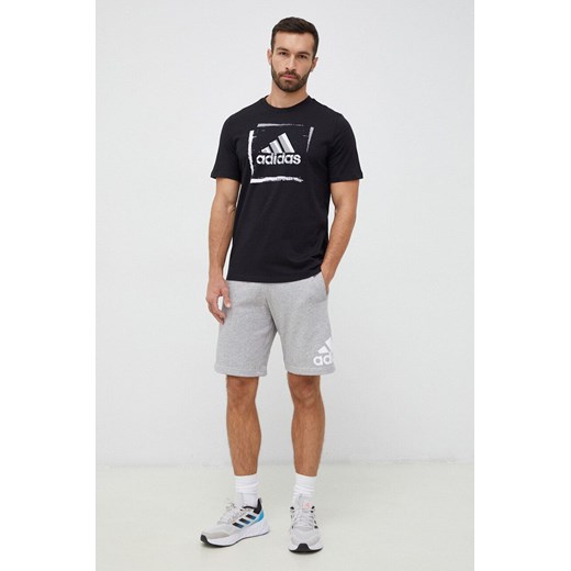 adidas t-shirt męski kolor czarny z nadrukiem L ANSWEAR.com