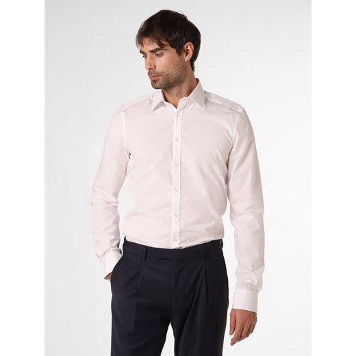 Finshley & Harding Koszula męska łatwa w prasowaniu z bardzo długim rękawem Mężczyźni Slim Fit Bawełna biały jednolity kołnierzyk kent ze sklepu vangraaf w kategorii Koszule męskie - zdjęcie 150906622