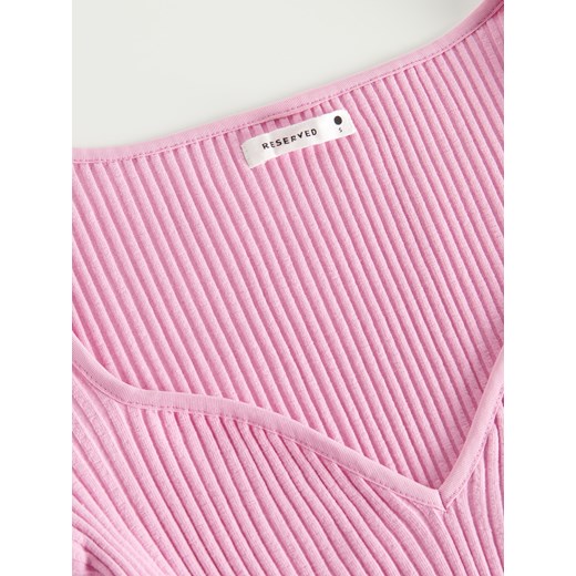Reserved - Bluzka z dekoltem w serce - Różowy Reserved M Reserved