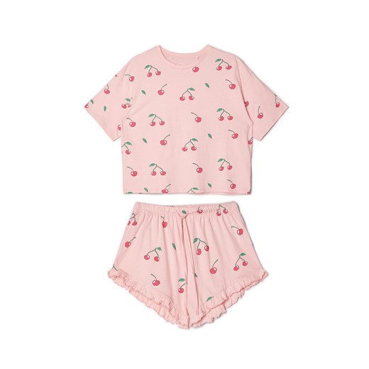 Cropp - Dwuczęściowa piżama z nadrukiem all over - Różowy Cropp L Cropp